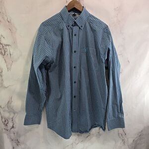 Ariat Shirt Mens Medium Blue Black Plaid Button Down Long Sleeve Pro Check